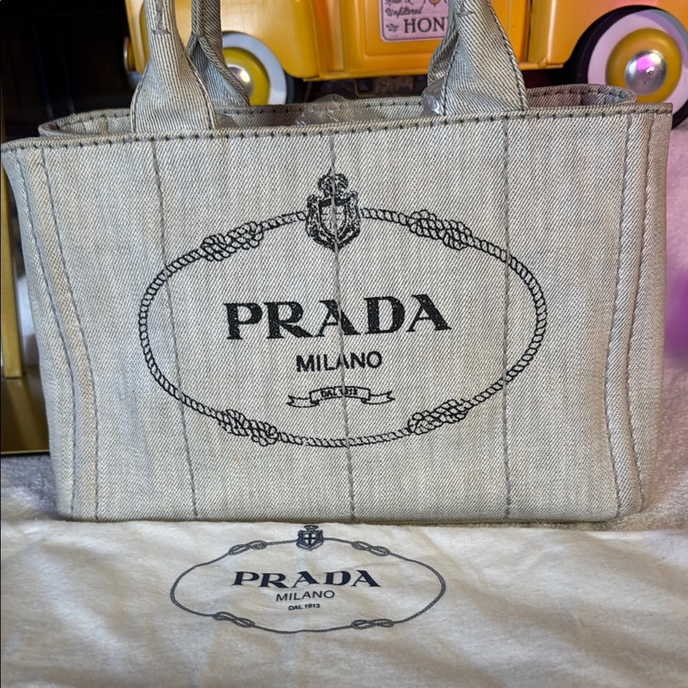 Prada Milano Women's Gray Tote Bag w COA